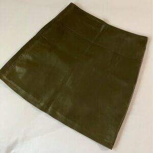 Olive Green A-Line Leather Designer Skirt 36 US 2/4
